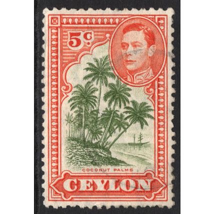 CEYLON: KING GEORGE VI - 5c COCONUT PALMS USED (G21)