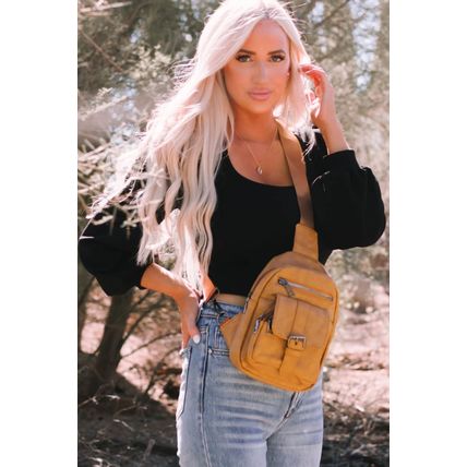 Khaki Vintage Multi Pockets Sling Bag