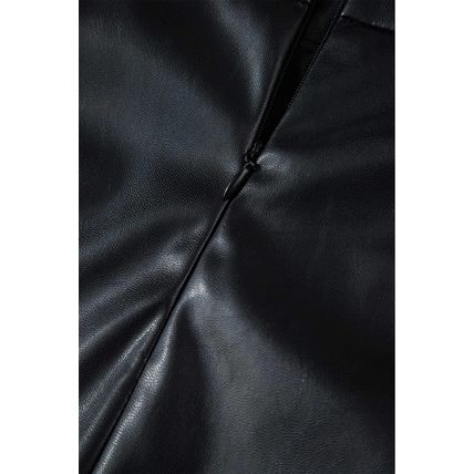 Black PU Leather Side Slits Slim Fit High Waist Mini Skirt