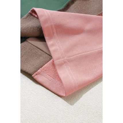 Breen Plus Size Colorblock Patchwork V Neck Hoodie