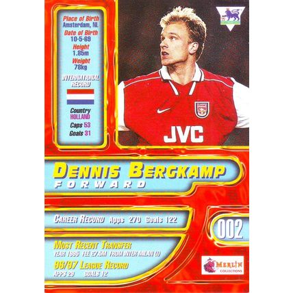 Merlin Premier Gold English Premier League 1997/98 Dennis Bergkamp