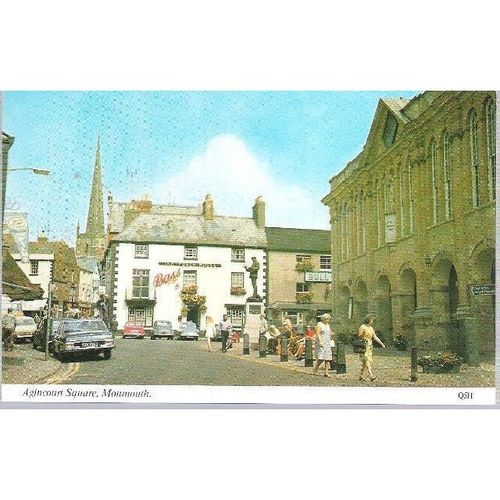 Monmouth - Agincourt Square, Punch House pub, cars - Harvey Barton postcard 70s