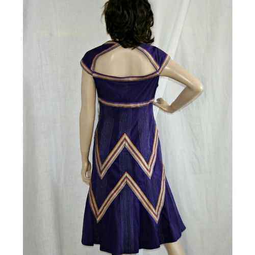 Karen Millen Purple Gold Embroidered Dress Size 12 New with Tag