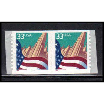 3281c 33c U.S. Flag Over City Very Fine MNH CNP Left 3333 PA2066