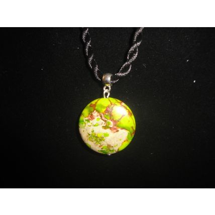 Beige green brown reversable 25mm ocean jasper necklace child or adult