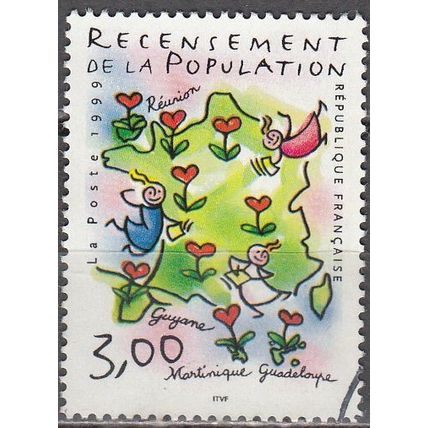 France 1999 Michel 3365 O Cote (2008) 1.00 € Recensement Population Cachet rond