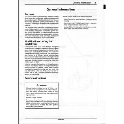 Saab 900 Electrical Wiring Diagrams Workshop Manual 1994 199527563 PDF