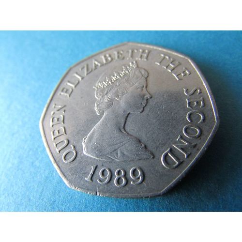 1989 QUEEN ELIZABETH II BAILIWICK OF JERSEY 50 PENCE FREE POST. AU