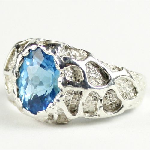 Swiss Blue Topaz, 925 Sterling Silver Men's Ring, SR168