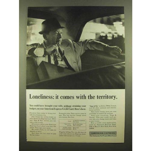 1965 American Express Ad - Loneliness Comes