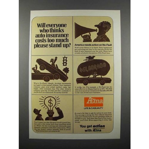 1973 Aetna Insurance Ad - Auto Insurance Costs Too Much
