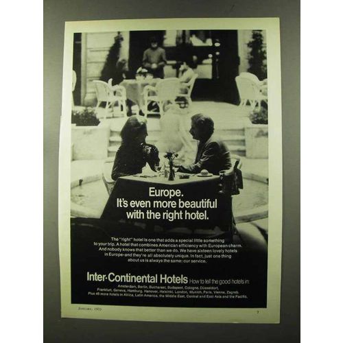 1973 Inter-Continental Hotels Ad - Europe Beautiful