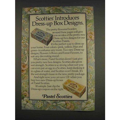 1976 Pastel Scotties Tissues Ad - Dress-up Box Designs