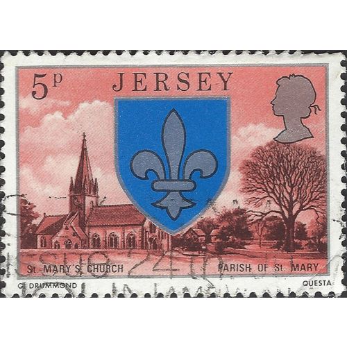 JERSEY, CREST, St Mary Parish, St Mary's Church, pink , 5p
