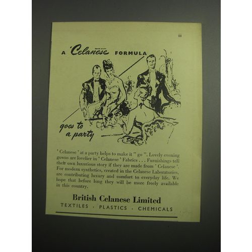 1948 British Celanese Limited Ad - A Celanese formula goes to a party