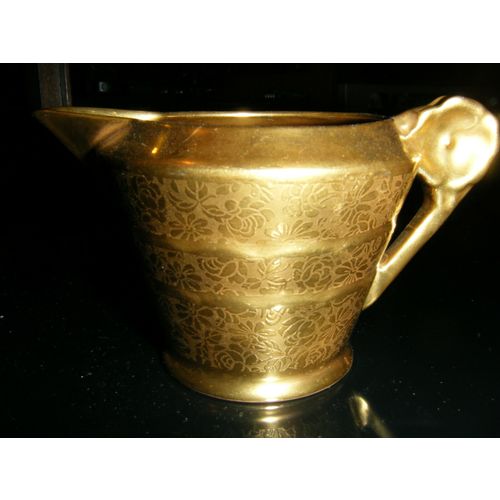 Vintage Pickard Roses & Daisies #486 Gold Mini Creamer