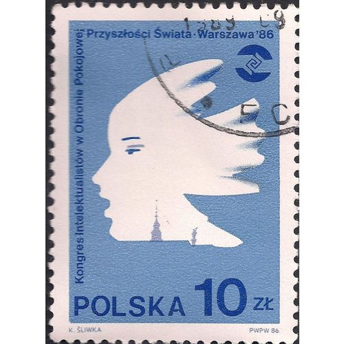 POLAND, Face, like a Dove of Peace, blue 1986, 10 Zl