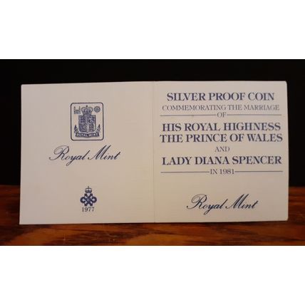 1981 Limited Edition Silver Proof Boxed UK 25p Crown Coin - Charles & Di Wedding