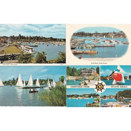Yacht Basin Oulton Norfolk Broads 4x 1970s Postcard s