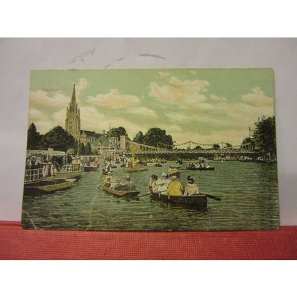 ON THE THAMES AT MARLOW, BUCKINGHAMSHIRE unused antique postcard =