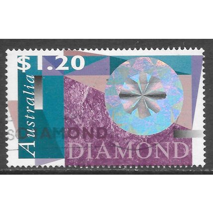 AUSTRALIA 1997 DIAMOND HOLOGRAM MINERALS $1.20 USED