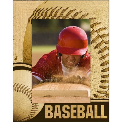 Baseball Laser Engraved Wood Picture Frame Portrait (8 x 10)