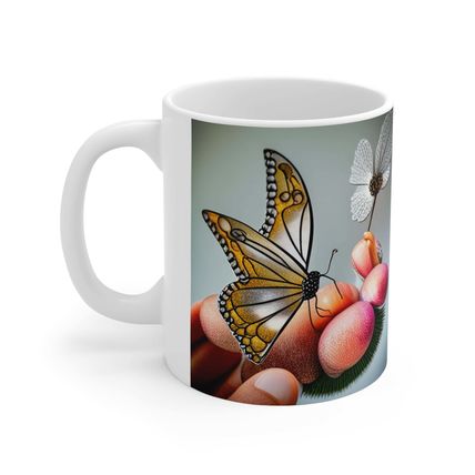 April Diamond Birth Month Colors Fairies & Butterflies #3 Mug 11oz AI Decorative