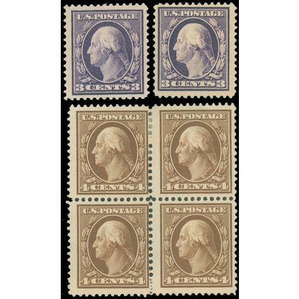 US Scott #376 2 Singles, #377 BLK/4, Mint-Hinged, Ugly Backs, SCV $161.00! (SK)