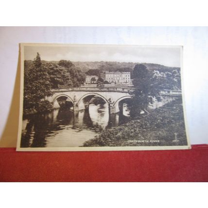 CHATSWORTH HOUSE, DERBYSHIRE used postcard by Valentine 1948 pm =