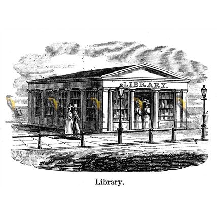 Library, St Leonards, Sussex, England, 1840, MODERN REPRODUCTION