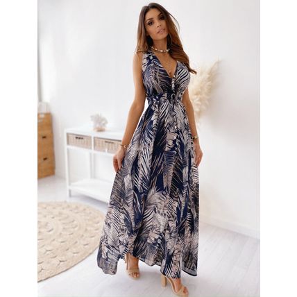 Dress Ladies Party V Neck Sundress Women Flowers Dresses Sleeveless