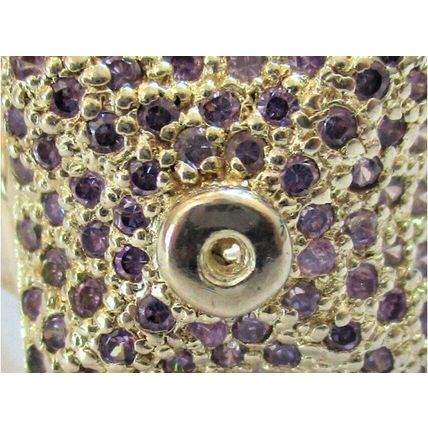 Antique Vintage 1980-s Sterling Silver Amethysts Ring Size UK P, US 7 1/2 7.2 g