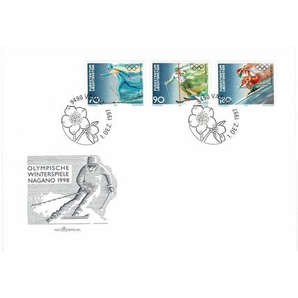 LIECHTENSTEIN 1997 WINTER OLYMPIC GAMES NAGANO JAPAN SET OF 3 FIRST DAY COVER