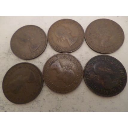 UK / GB - 30 - 1/2d (half penny) coins - dated 1959