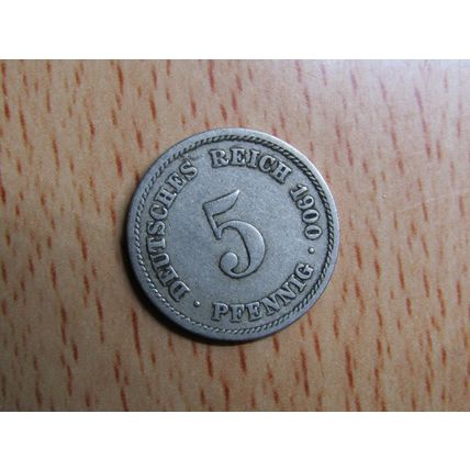1900f 5 Pfennig Germany Empire Coin