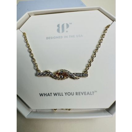 NIB Bomb Party Necklace 18" NK68049 Swirling Moments Smokey Topaz CZ Gold P
