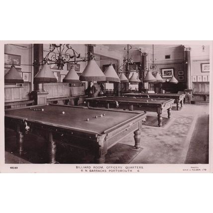 Billiard Room Officers HQ RN Barracks Military Portsmouth Gale & Polden Postcard
