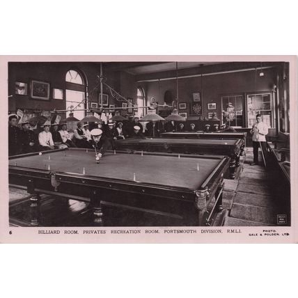 Privates Recreation Room Portsmouth Marines Military RMLI RPC Postcard