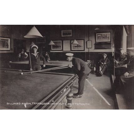 Billiard Room Trafalgar Sailors Military Institute Portsmouth Old Postcard