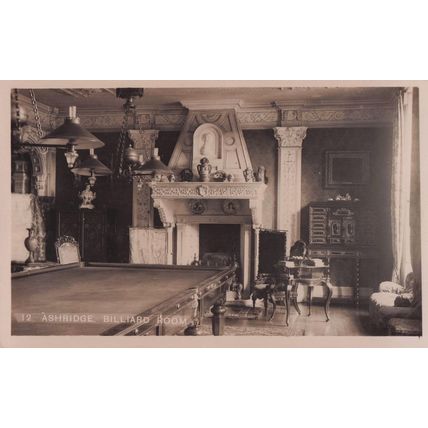 Ashridge Billiard Snooker Room Herts Old Real Photo Postcard