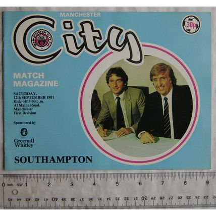 1981 programme Manchester City v. Southampton