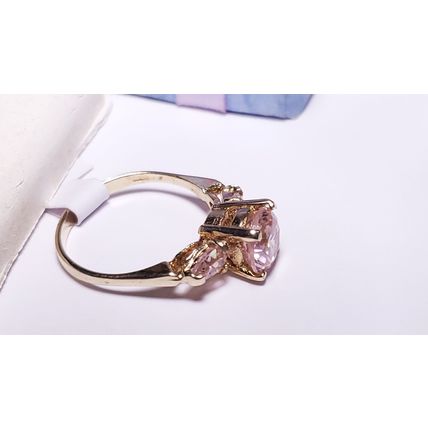 Estate 1.35ctw Rd and Pear Pink CZ 10Kt Yellow Gold raised Basket set Ring#22393