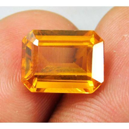 6.75 Ct Natural Emerald Shape Yellow Citrine Brazilian Loose Gemstone