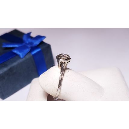 Antique 1930's .10ct Diamond Fancy top/sides 18Kt WG S-4.75 Engagement Ring22461