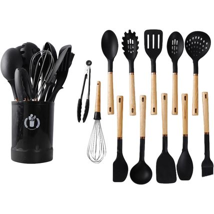 Silicone Cooking Utensils Set for Kitchen,446°F Heat Resistant 13 Pcs Non-Stick