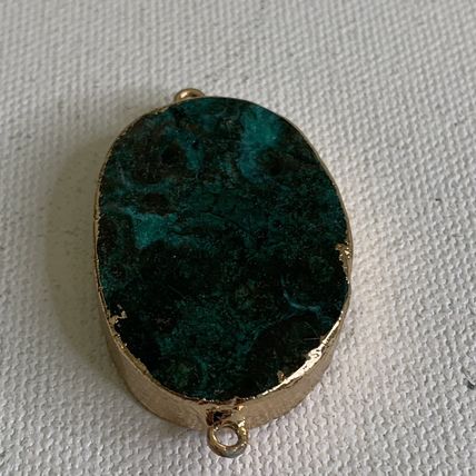 Chrysocolla Malachite Gold Dipped Connector Bead Double Sided Jewelry Making 1.5