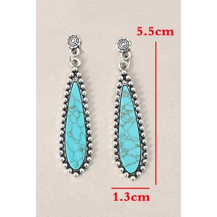 Silvery Vintage Bohemian Turquoise Alloy Earrings