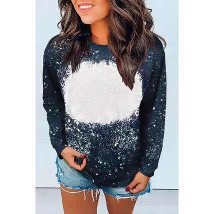 Navy Tie-dyed Crew Neck Pullover Sweatshirt