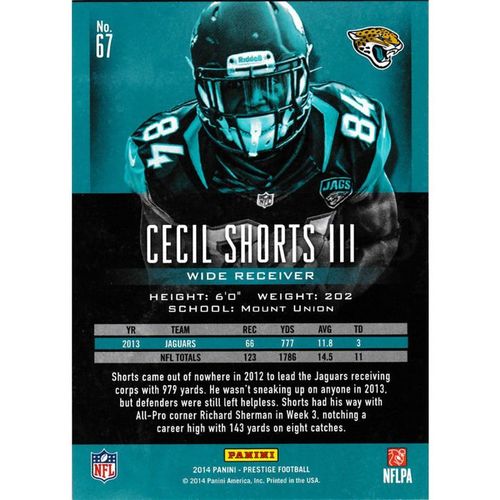2014 Panini Prestige 67 Cecil Shorts III Jacksonville Jaguars