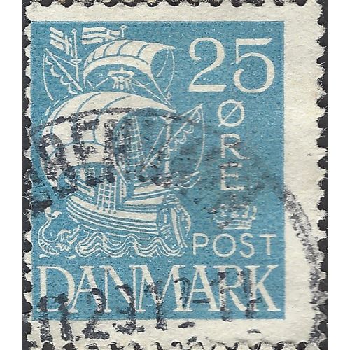 DENMARK, SHIP, Caravel, light blue 1927, 25ore